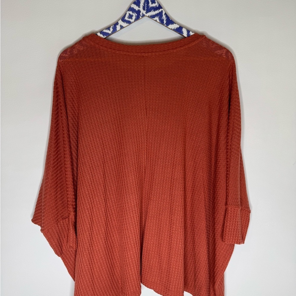 LA MIEL Rust Orange Waffle Knit Top | Size Medium - Picture 5 of 6